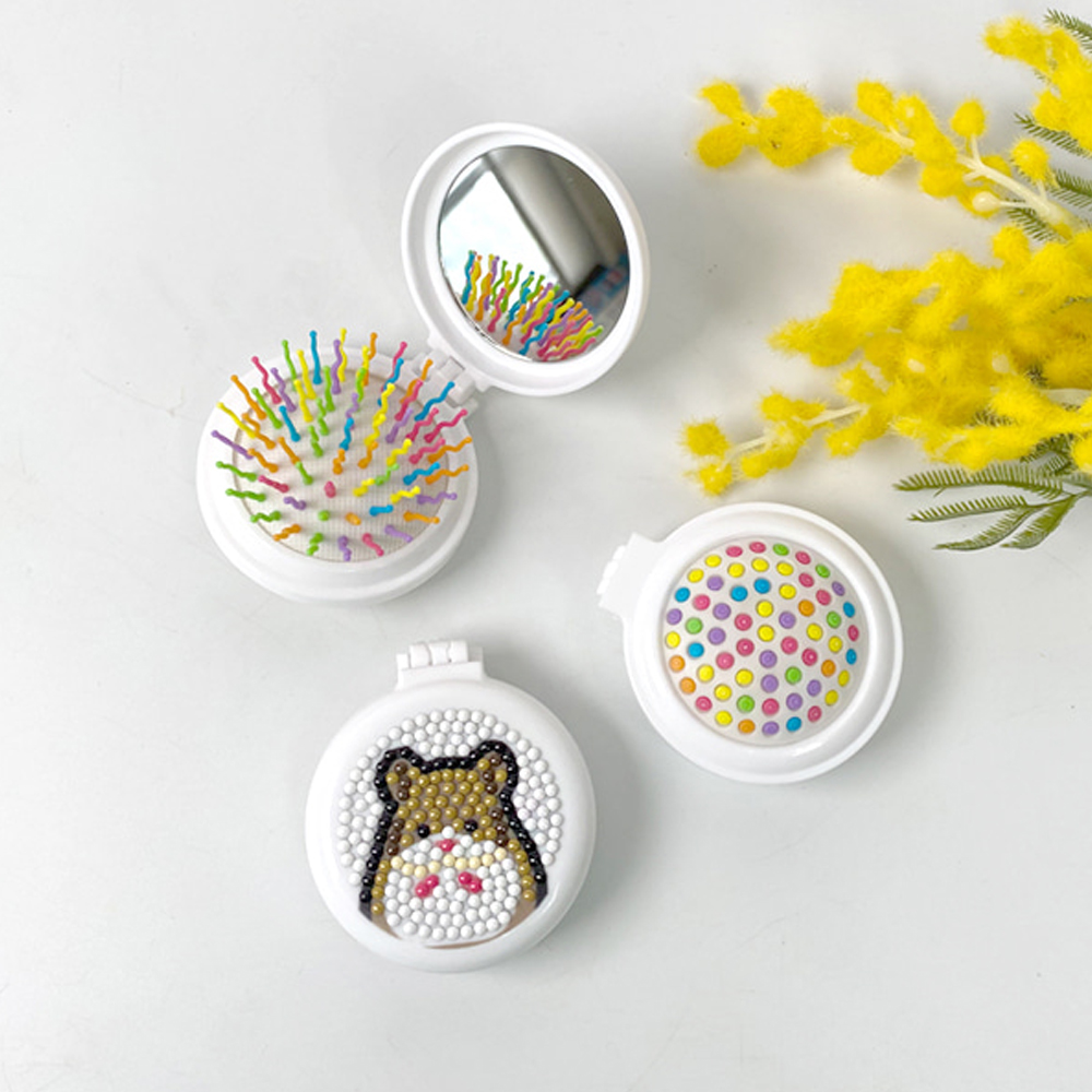 동물 원형 보석 십자수 DIY 거울빗 5종 세트 악세사리 만들기 비즈 공예 4115