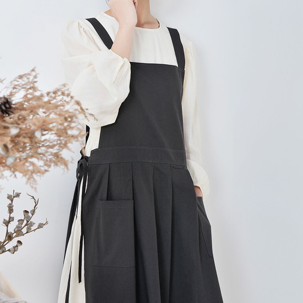 레이어드 앞치마 린넨 어린이집 유치원 원피스 자수