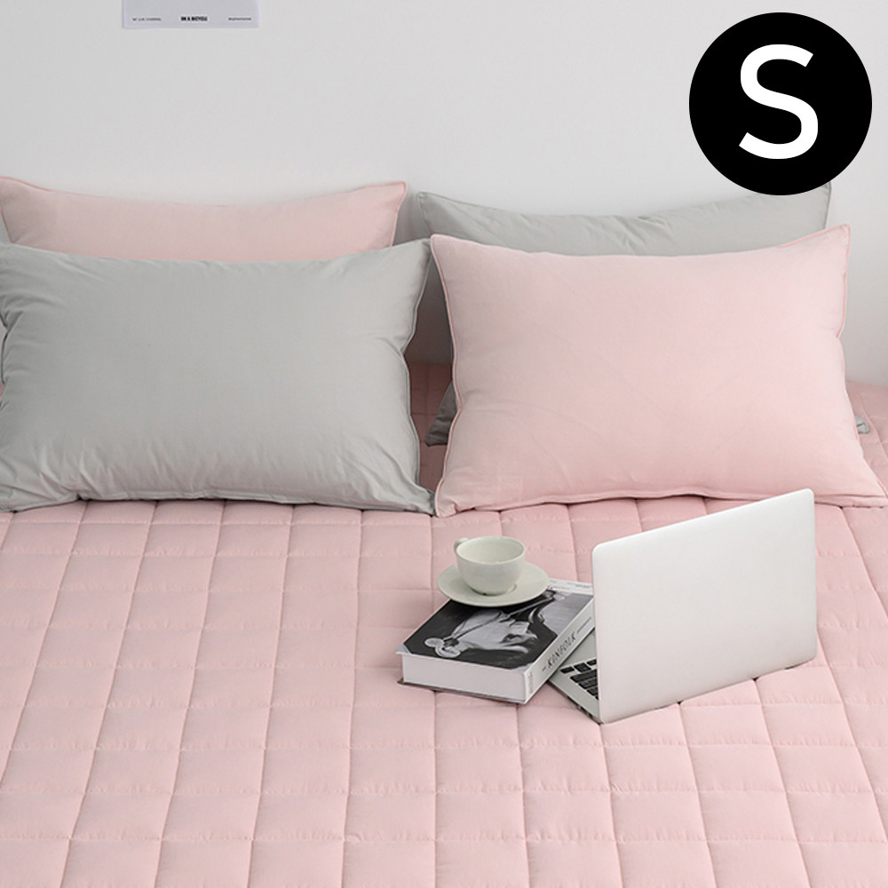 해피니 샤이니 40 수 순면 누빔 매트리스 커버 싱글 S (핑크 베이지) 침대