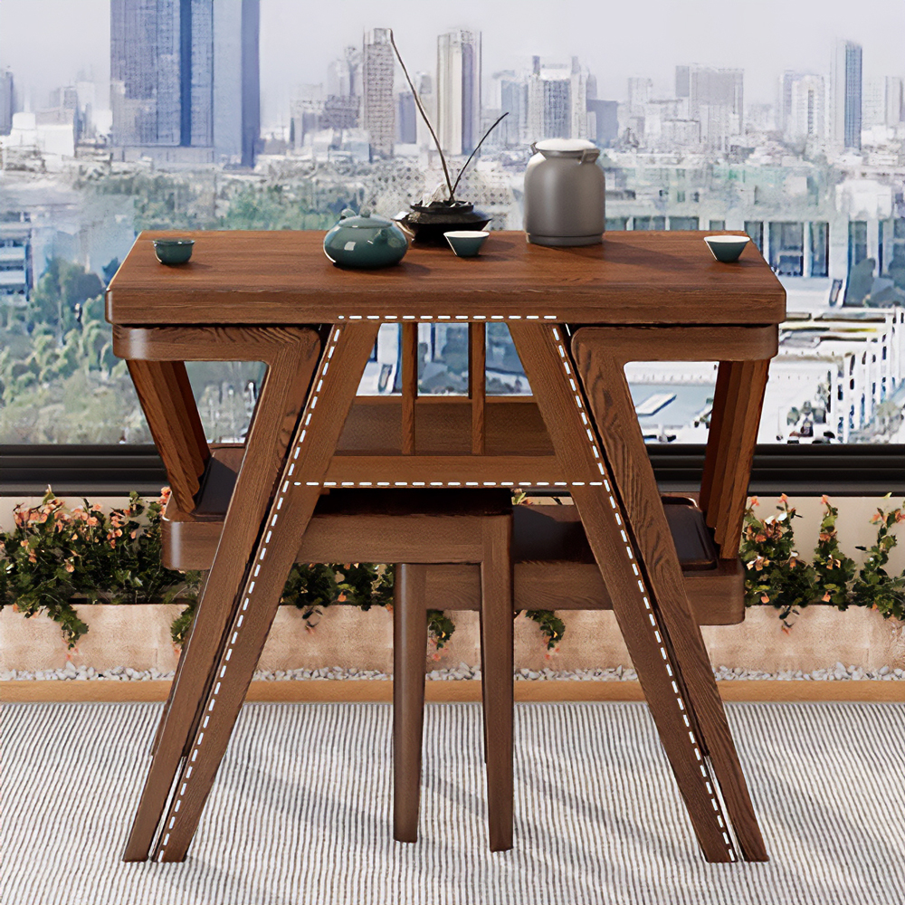 2인용 원목 식탁 낮은 2인 공간 활용 티 테이블 세트