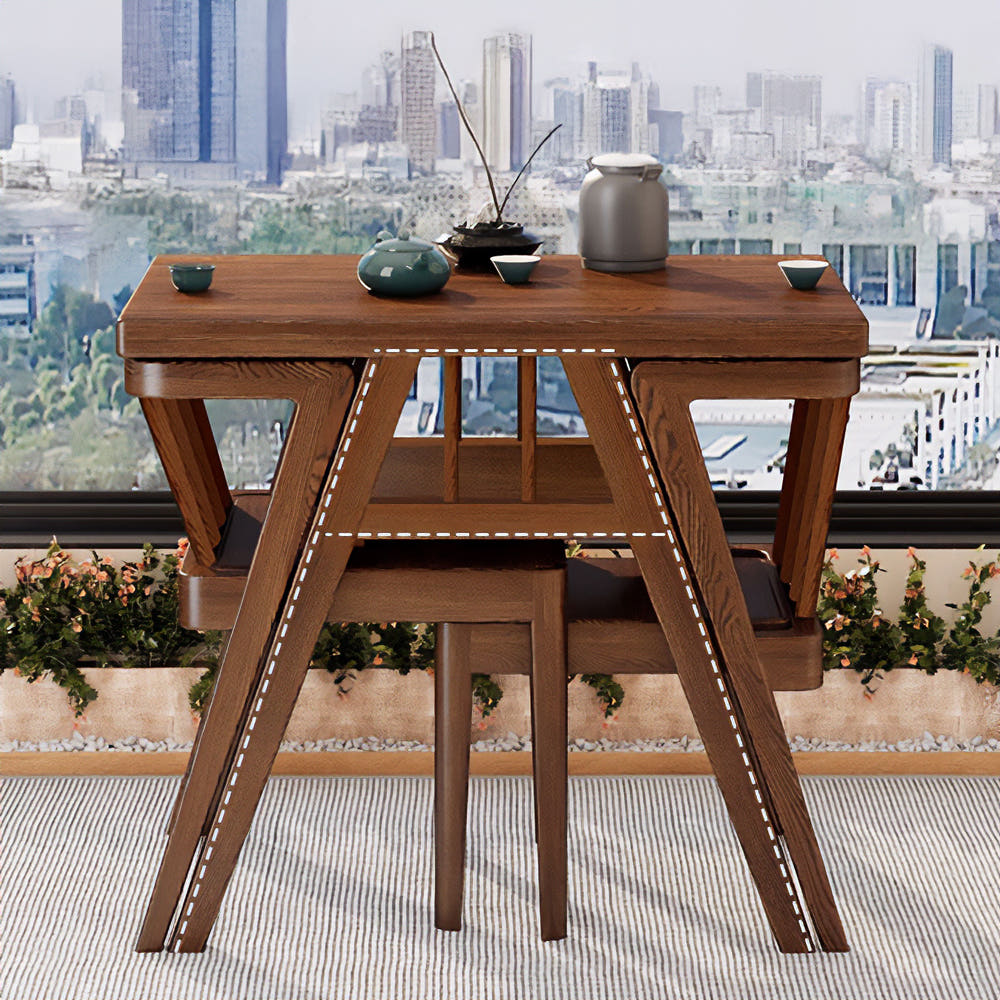 원목 식탁 수납 모습