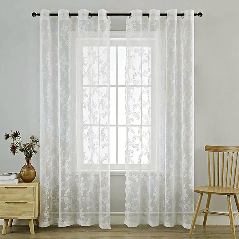 로망 띠끄 화이트 레이스 커튼 145 cmx 150 (아일릿) 가리개 창문 햇빛 중창