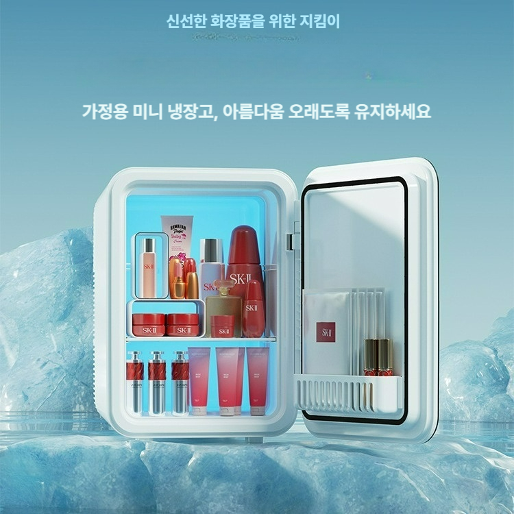 소형 미니 냉장고 음료 술 화장품 기숙사 학생자취 원룸 차량용 캠핑 10L 단일핵-흰색 이미지 6
