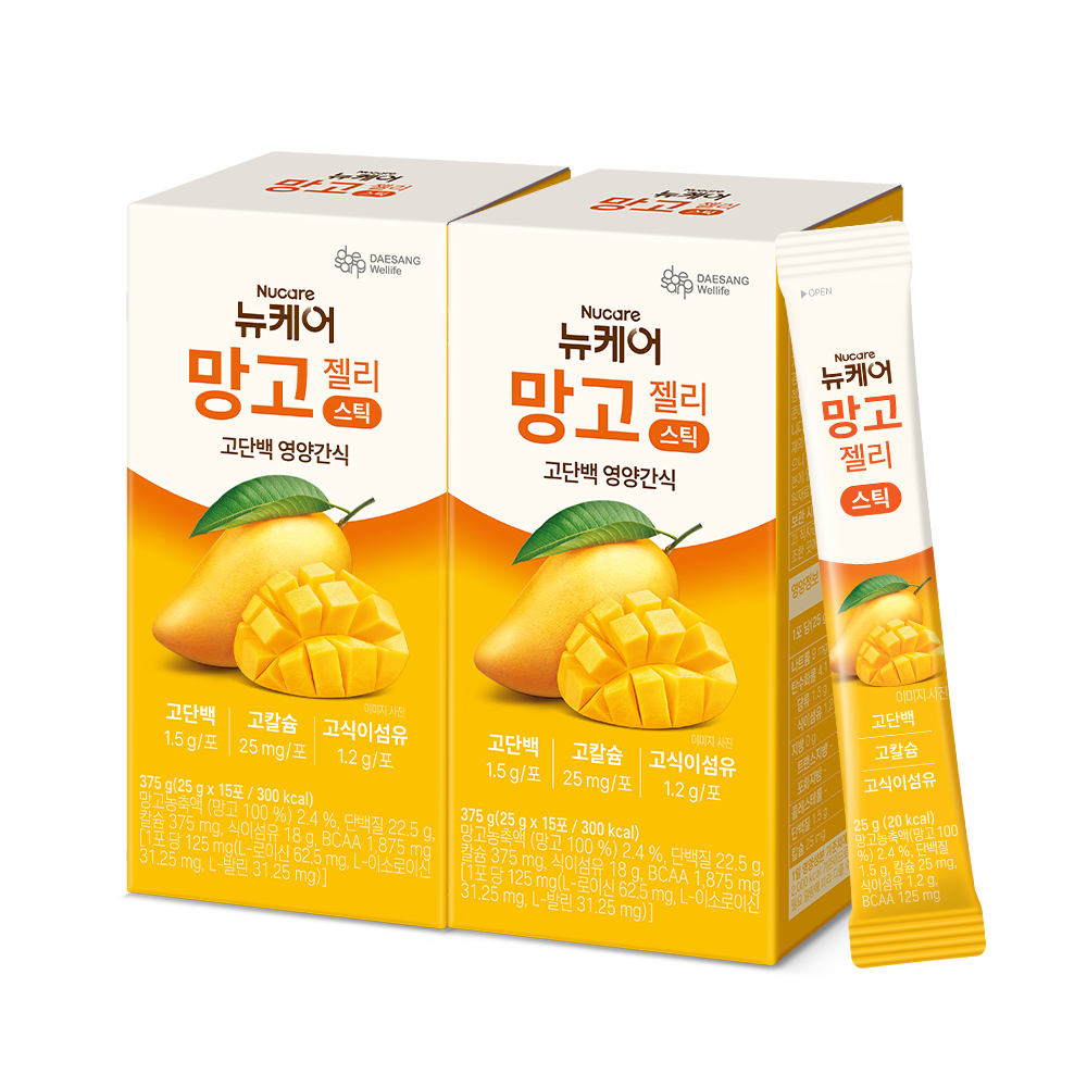 뉴케어 망고 젤리 스틱 고단백 영양간식 25g, 30개 - 상품 이미지