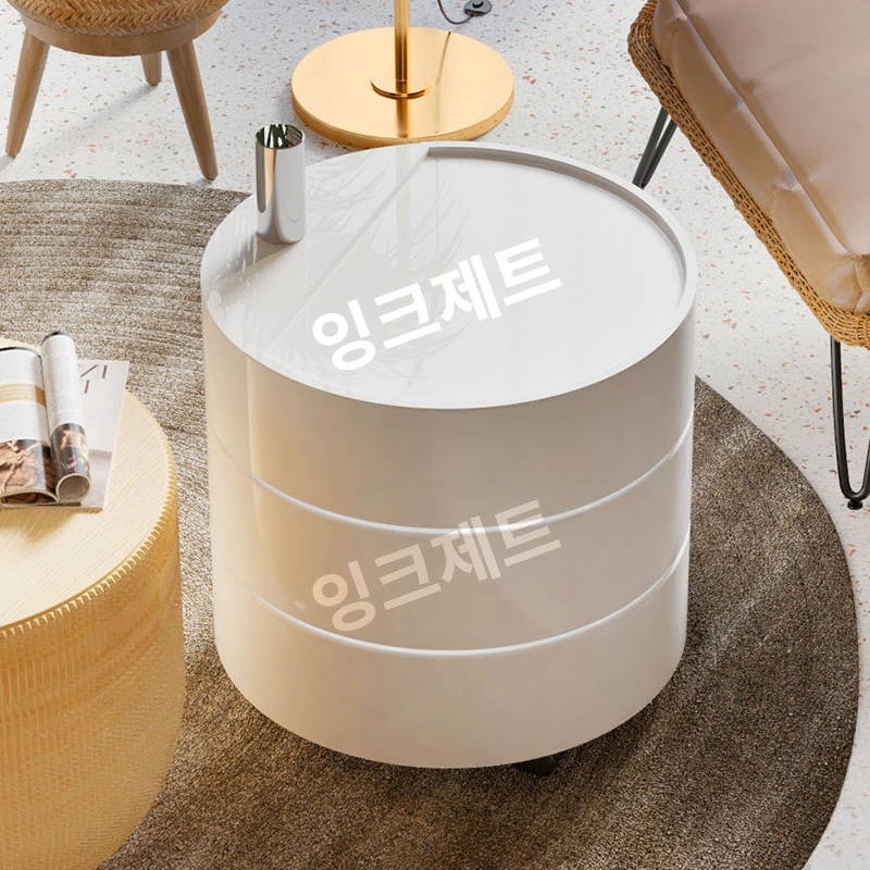 이동식 트롤리 선반 다층 틈새 회전 인테리어 모듈 철제 제트 라운드플라스틱회전+캐비닛3그리드화이트 전체 의상 - 상세 이미지 2