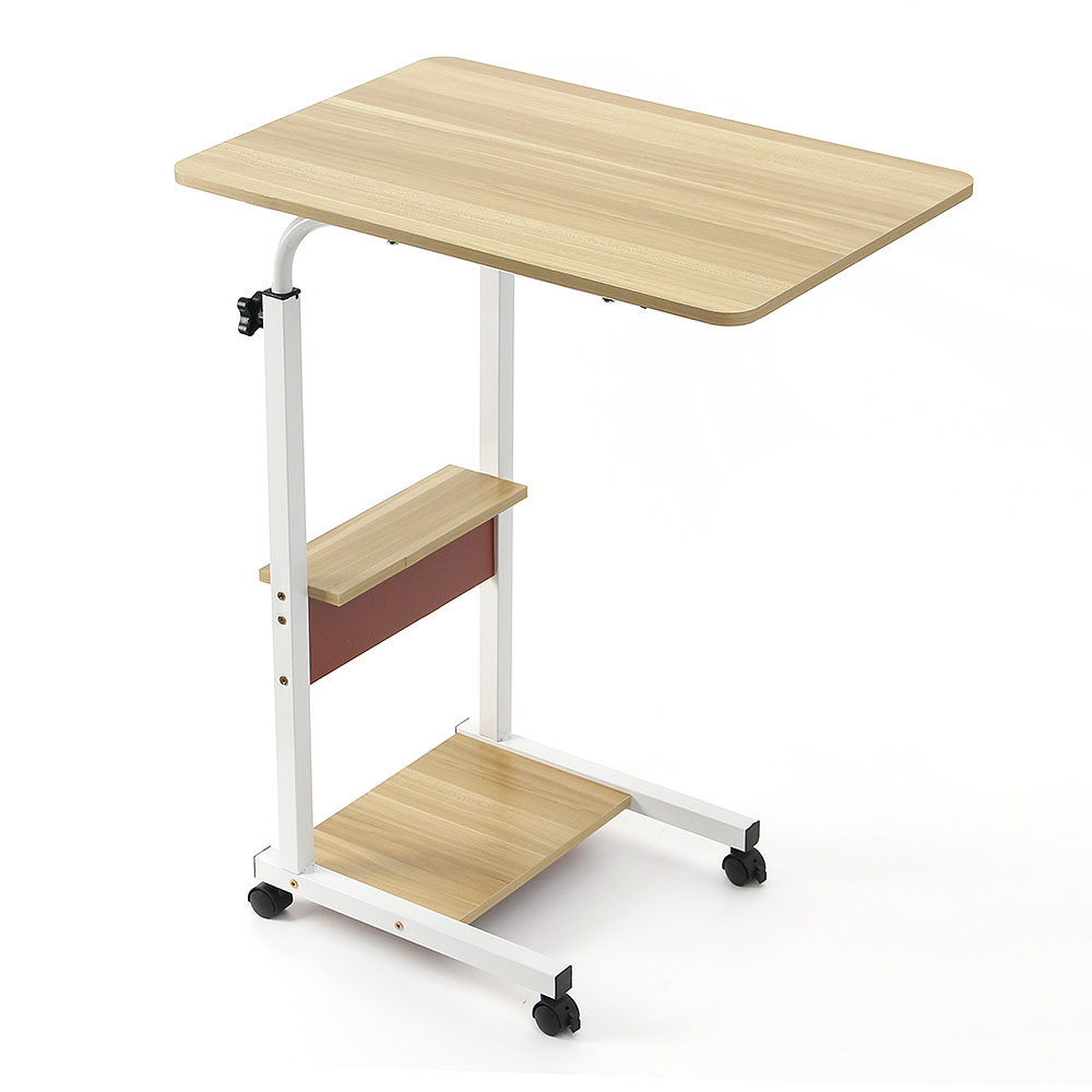 베이직 높이 조절 침대 사이드 테이블 선반형( 내추럴) 이동식 책상 베드 노트북 컴퓨터