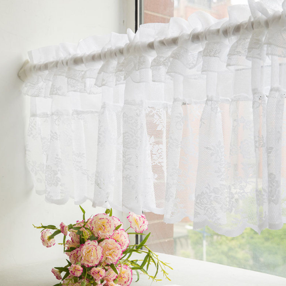 플라워 레이스 바란스 커튼 반 숏 미니 주방 가림막천 DT 1318788 창문 부엌