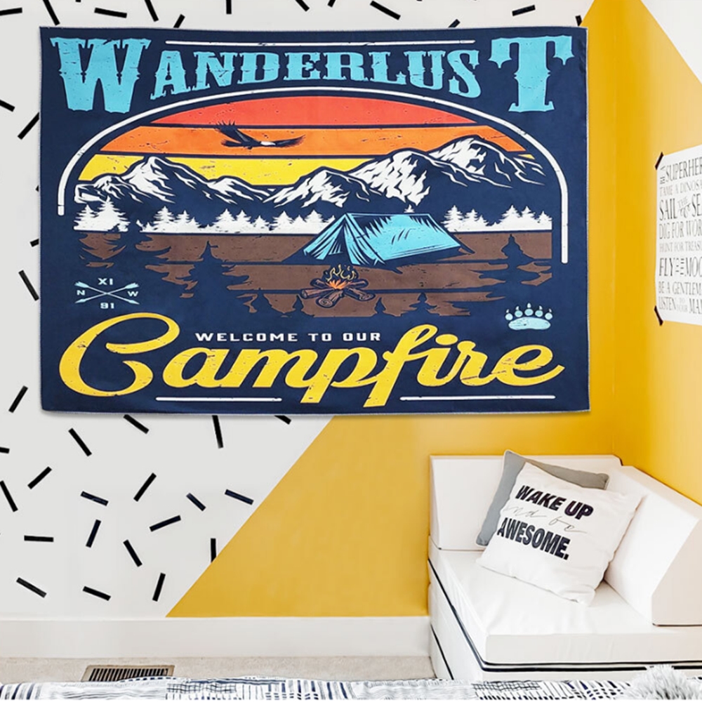 거실 벽장식 캠프파이어 인테리어 패브릭 포스터 가림천 테피스 트리 액자 현관 명화