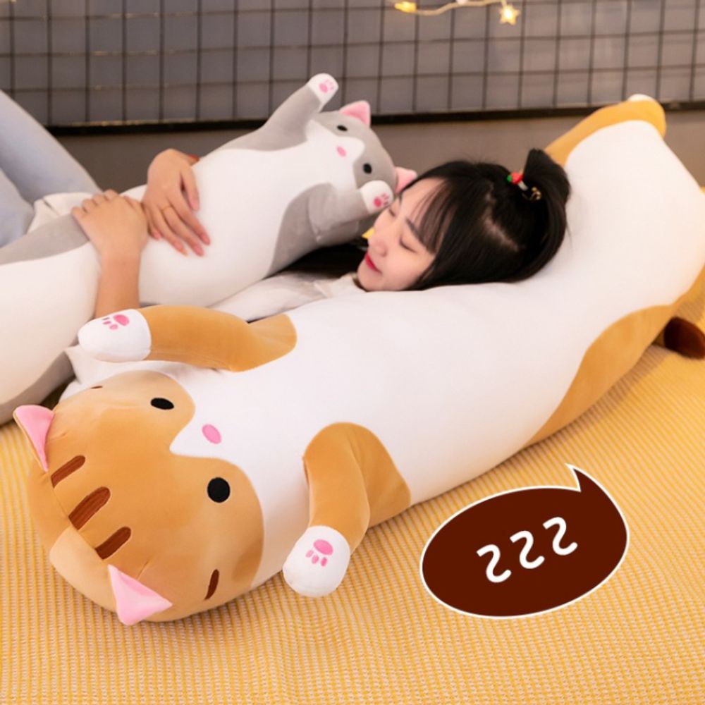 대형 고양이 바디 필로우 110 cm 수면 쿠션 모찌 찰떡 등쿠션 롱쿠션 긴베개 안고 - 상품 이미지
