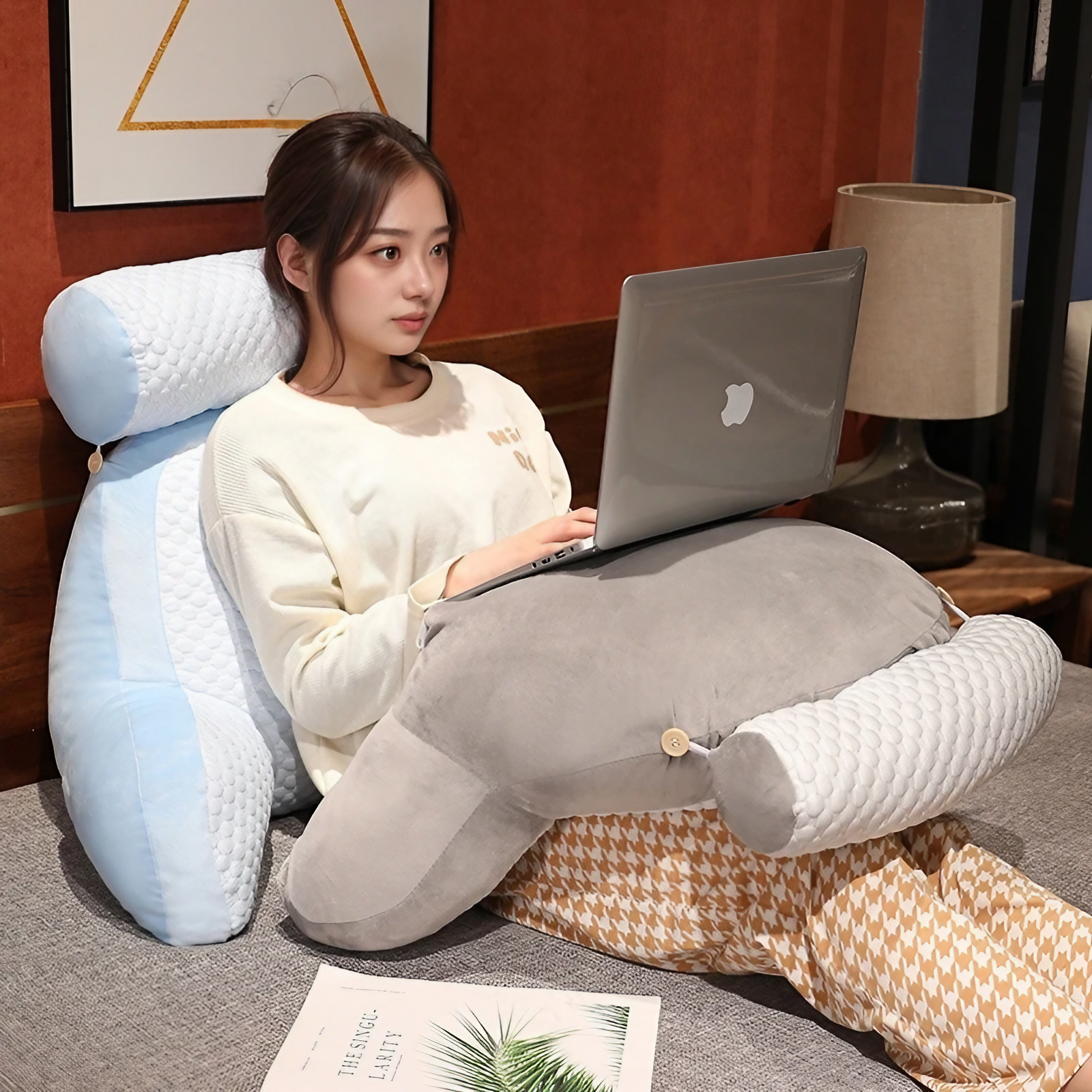 무뮤 라텍스 등받이 쿠션 대형 허리 베개 쇼파 침대 헤드 미니 소파 등쿠션