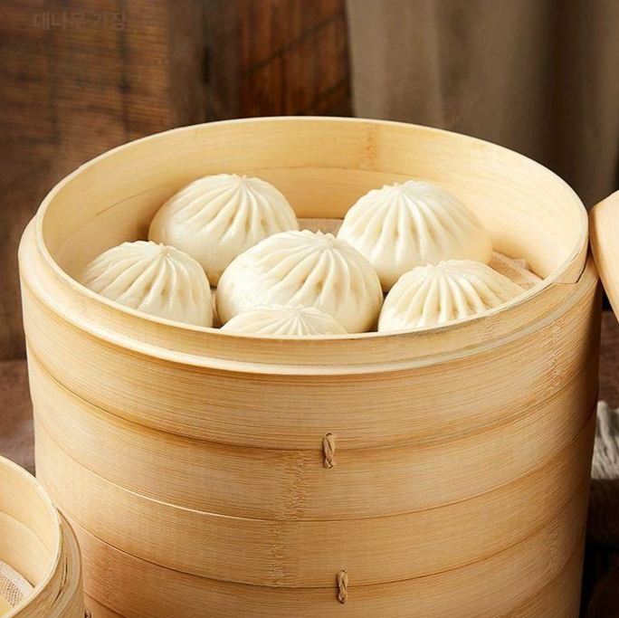 대나무 찜통 가정용 찜기 찜솥 찜냄비 대나무조리기 전통찜통 외경 24cm 일반형-2단 - 메인 이미지