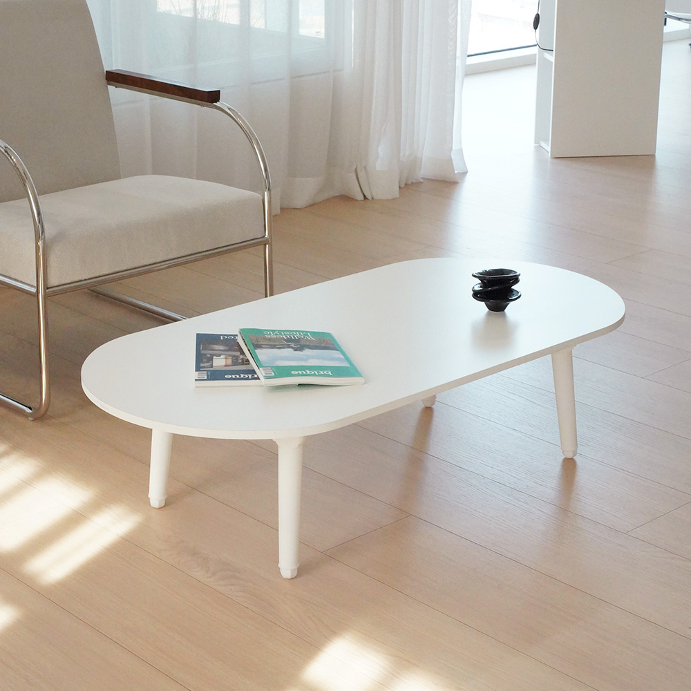 NEW 6단 으로 다리가 늘어나는 타원 접이식 테이블 1200x 600 거실 밥상 좌식