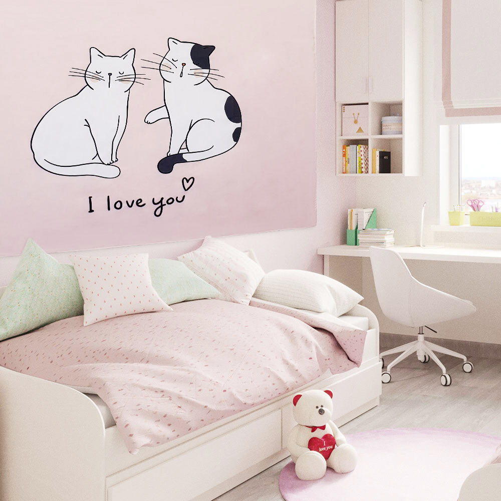 고양이 그림 침실 거실 벽장식용 패브릭 포스터 인테리어 가림천 테피스 트리 액자 현관