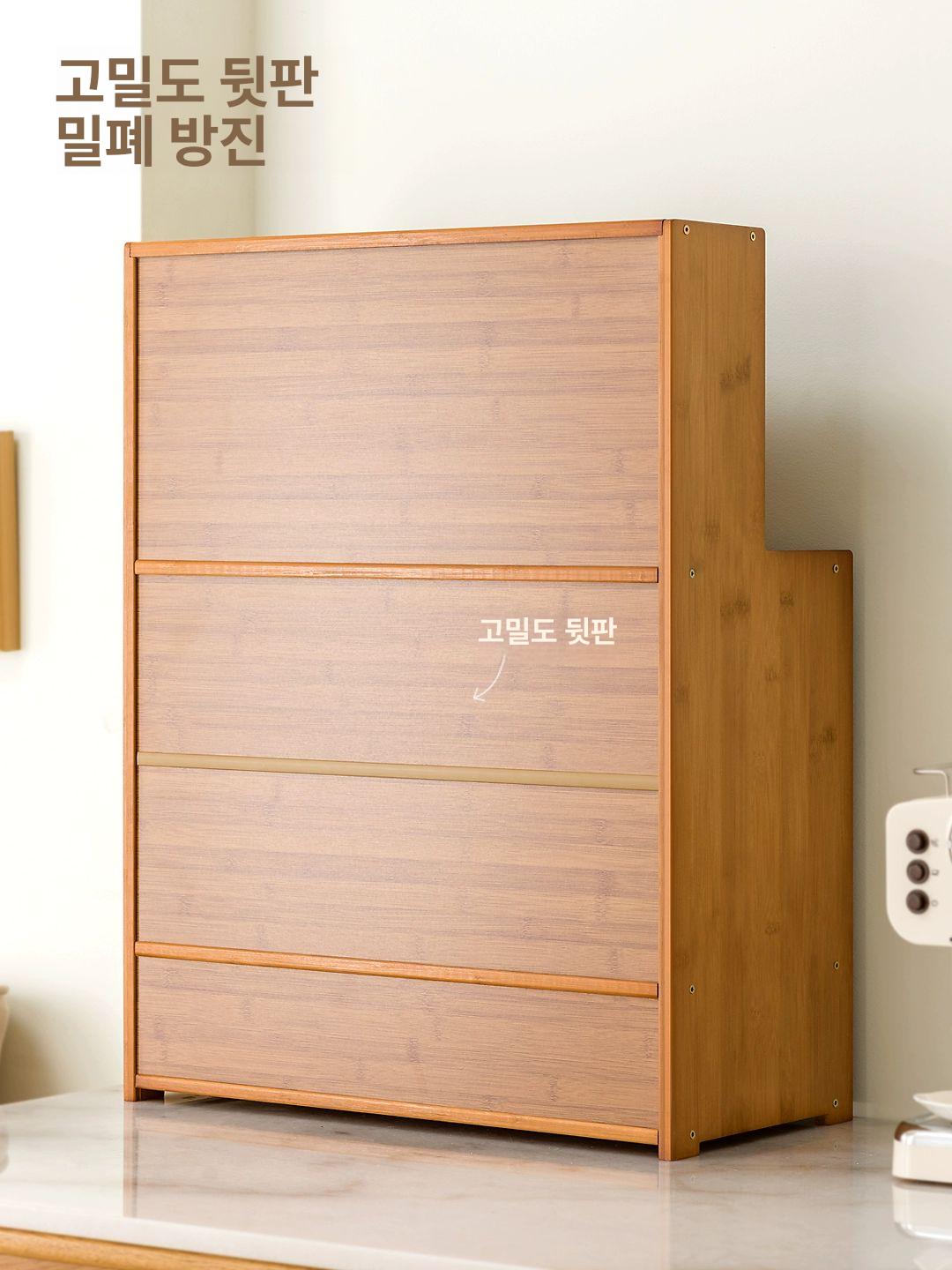 우드 컵 수납함 정리함 주방 그릇장 나무 데스크 식탁 브라운 45장 2단 칸막이 유리도어 업그레이드형 차색 45cm - 상세 이미지 5
