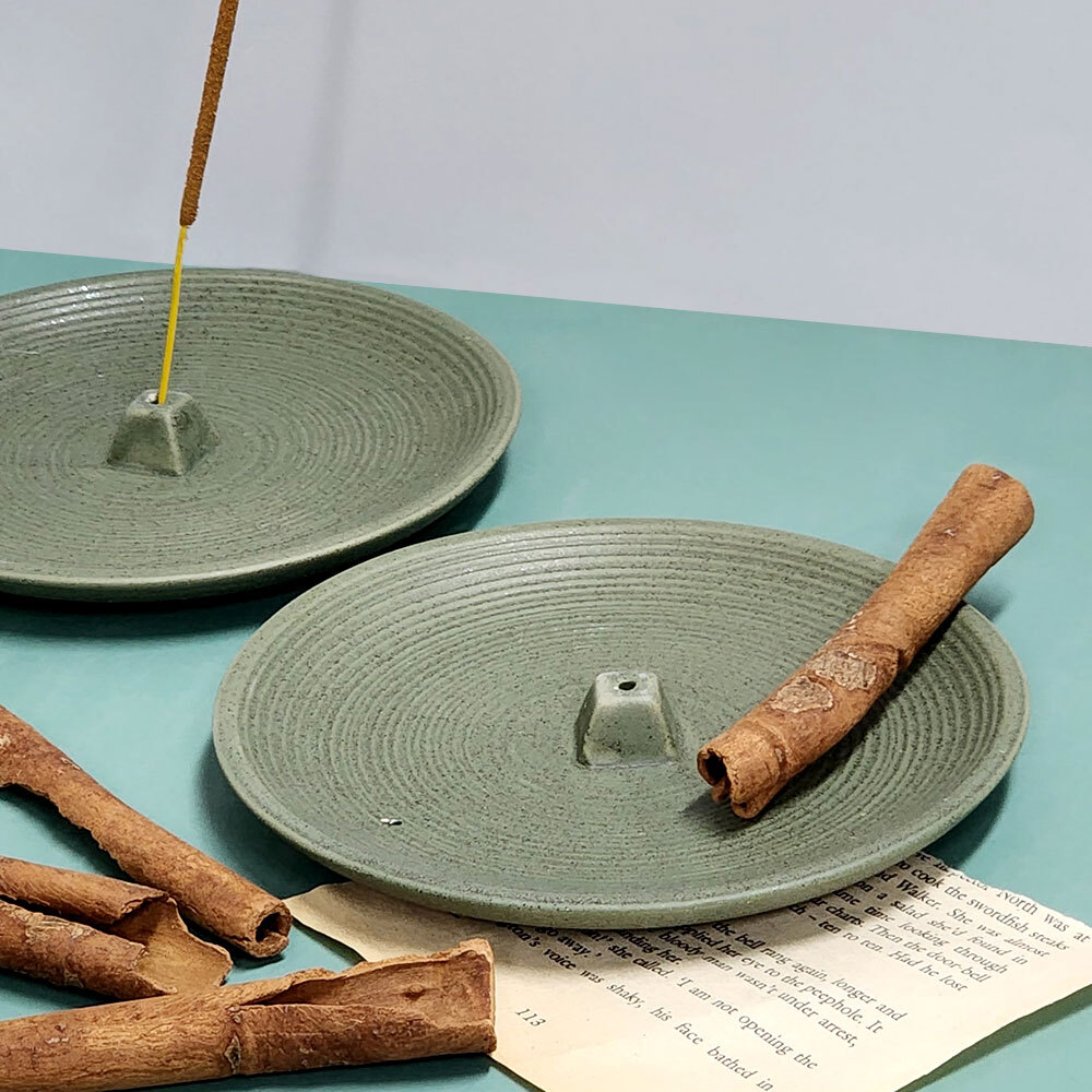 SFr 인센스 스틱 홀더 접시형 그린 받침 거치대 꽂이 향꽂이 향받침대