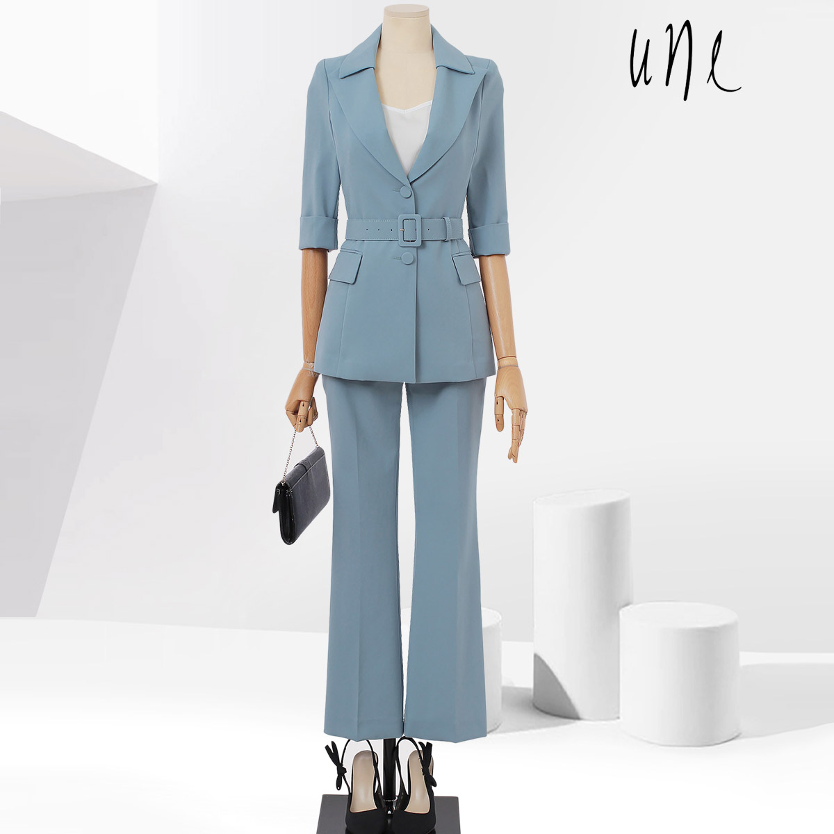 윈 une [SET][77까지][벨트set]뉴트로칼라7부자켓+팬츠SET : une 윈