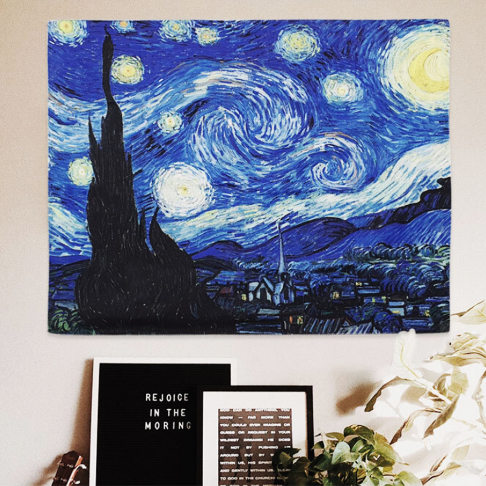 반고흐 별이 빛나는밤 포스터 패브릭 인테리어 벽장식M 가림천 테피스 트리 액자 현관