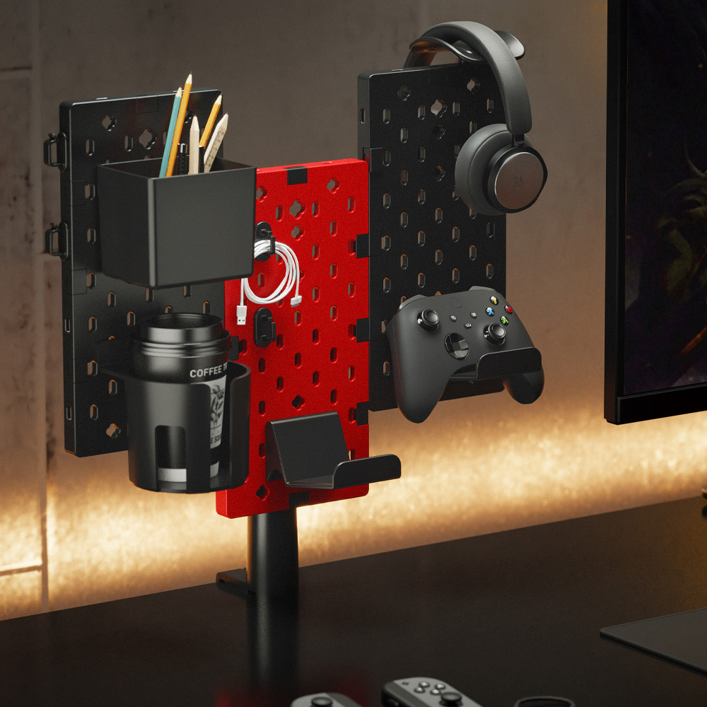 3면 회전형 페그 보드 게임패드 컨트롤러 헤드셋 거치대 타공판 파티션 책상 가림막 커트
