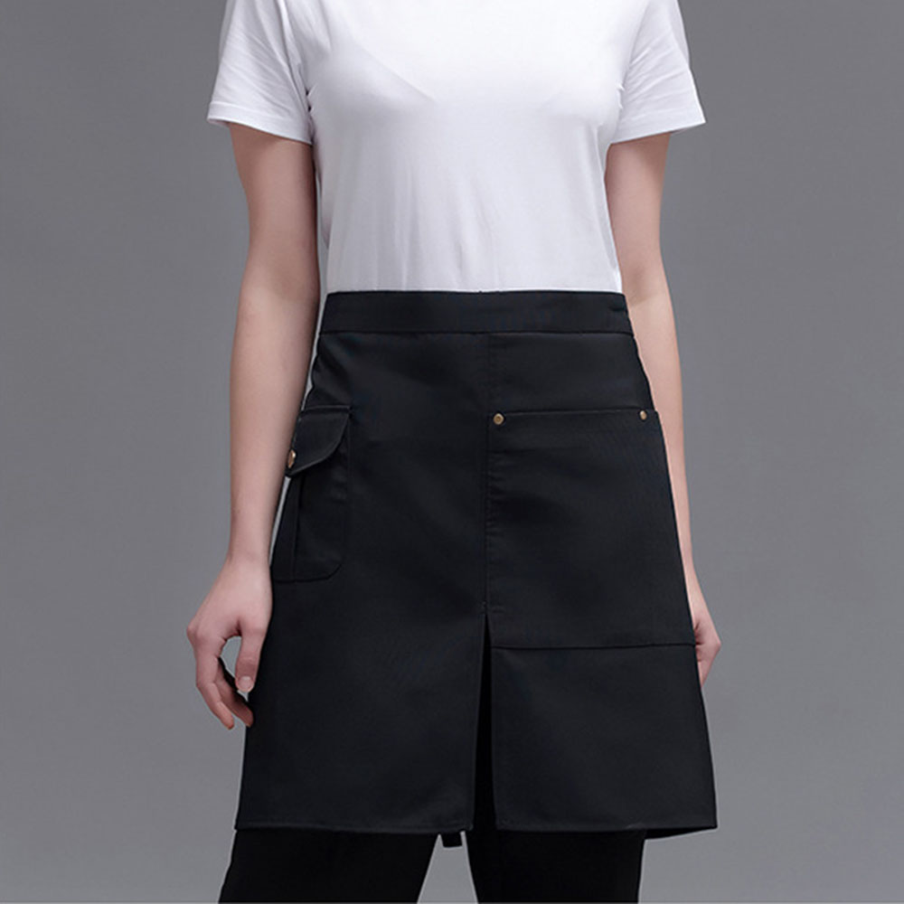 하프 앞트임 허리 카페 주방 앞치마( 블랙) 셰프 미니 반앞치마 허리랩 서빙 쉐프 짧은