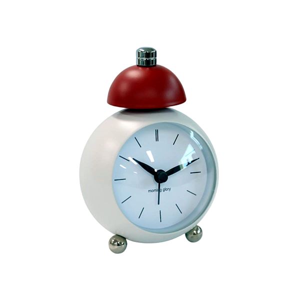 동글 알람 시계 레드 모닝 글로리 1개 화이트 미니 탁상시계 저소음 - 상품 이미지