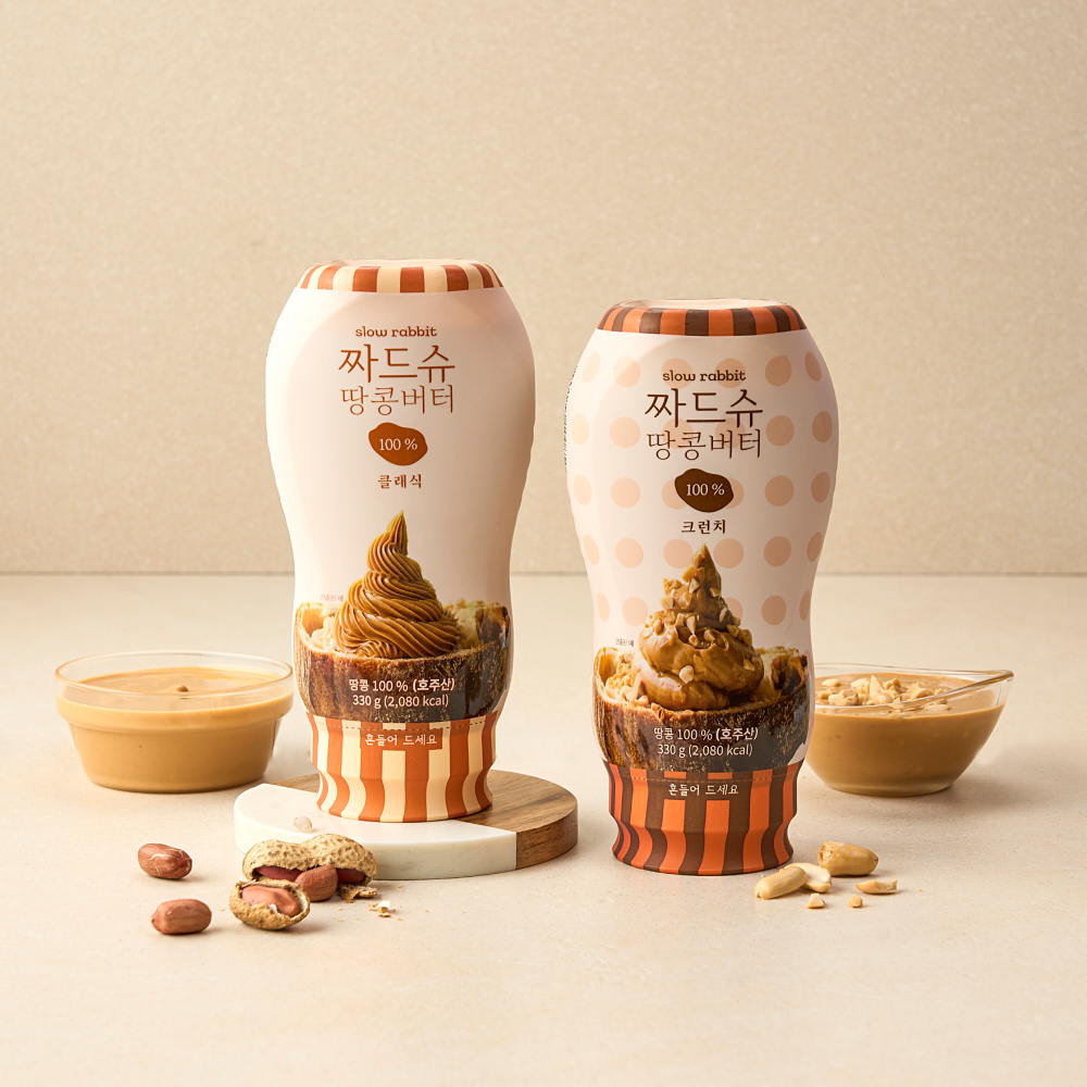 슬로우래빗 짜먹는 땅콩버터 짜드슈 크런치 100% 330g, 1개 - 상세 이미지 2