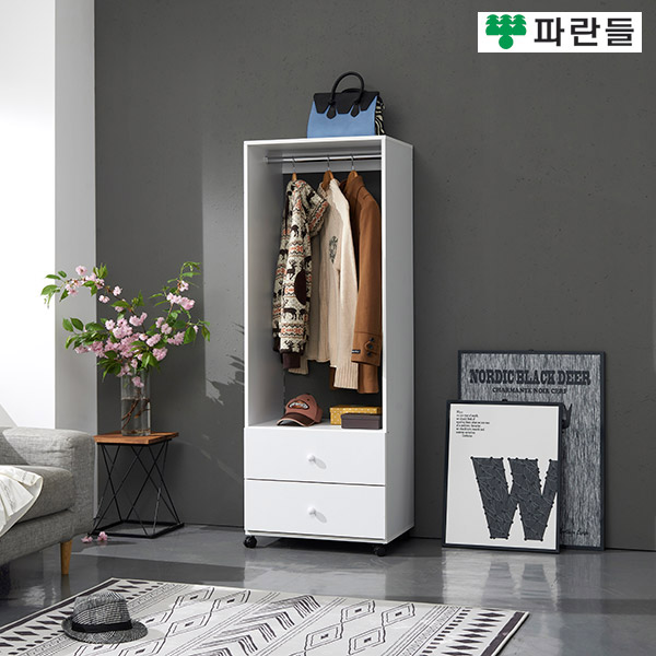 파란들가구 600 서랍 고정/이동식행거 이동옷장 드레스룸 행거 - 메인 이미지