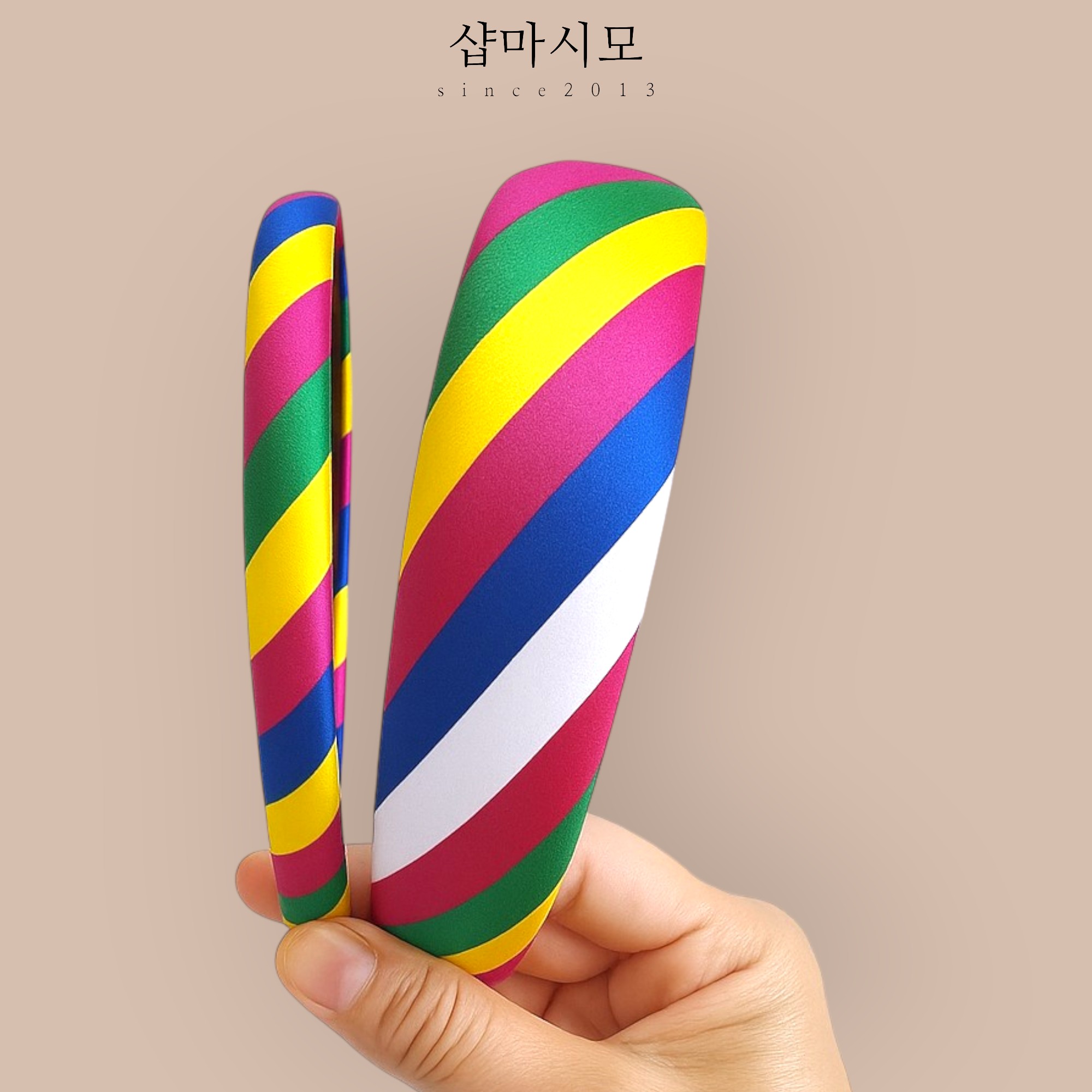 색동 머리띠 오방색 한복 유아동 여아 머리장식 전통 한복소품 - 상품 이미지