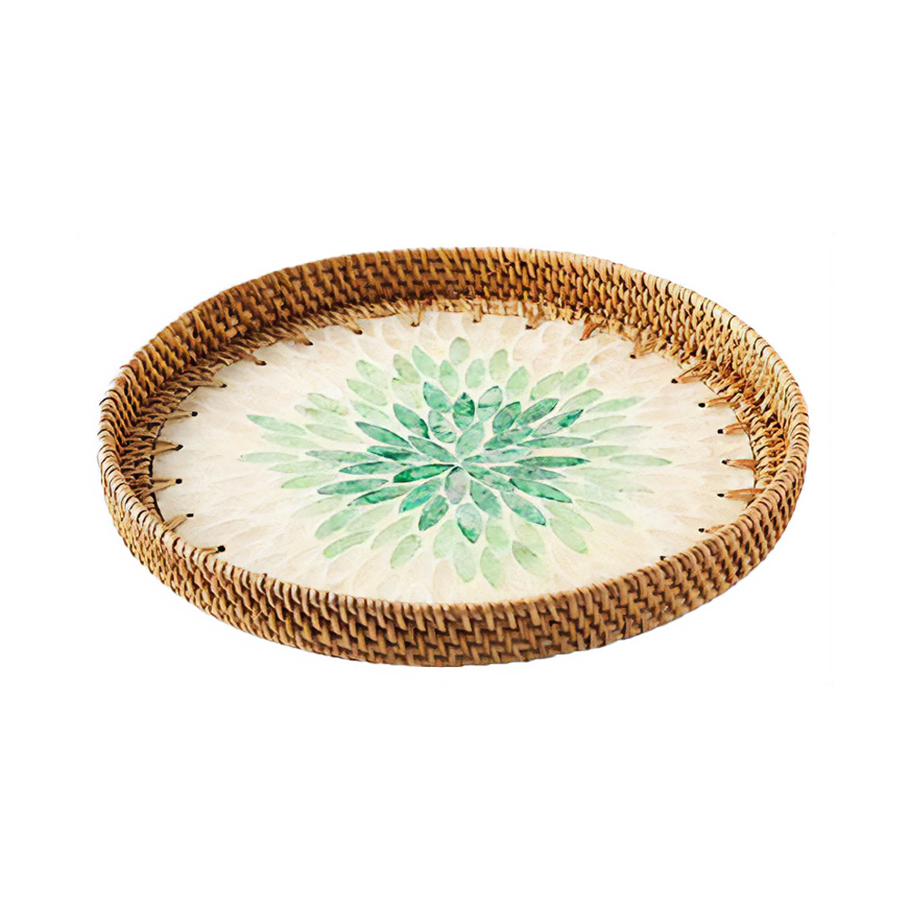 라탄 트레이 원형 간식 과일 바구니 미니 수납 바스켓