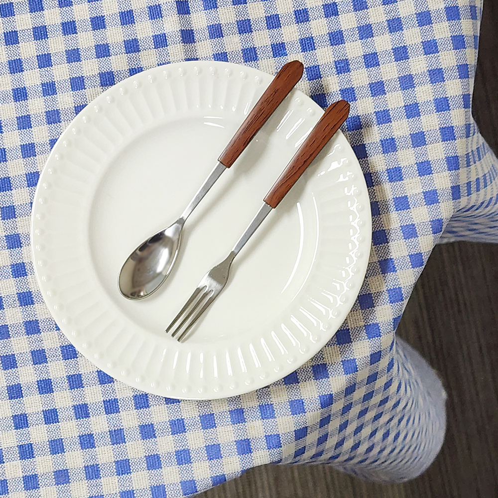 SFr 블루 체크 식탁보 100x 150 테이블보 러너 커버 덮개 캠핑