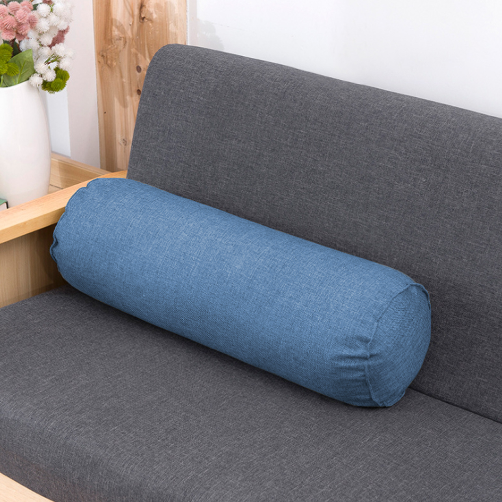 홈스테이 면마 원통 쿠션 롱쿠션 (15x 60 cm) (블루) 원기둥 일자 원형 - 상품 이미지
