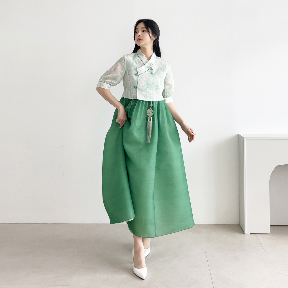 민한복 105번 키아나 생활한복 드레스 원피스 일상 퓨전 철릭 허리치마 개량 여성 신부 - 상세 이미지 4