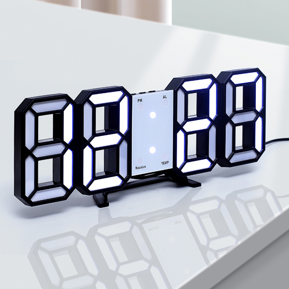 스마트 LED 리모컨 디지털 벽시계( 블랙+ 화이트)무 소음 DT 1345938 벽걸이 - 상품 이미지