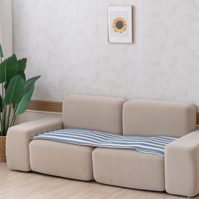 스트라이프 시어서커 소파 패드 2인용 60x 120 대자리 카페트 러그 대나무