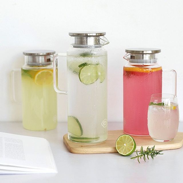 필터 뚜껑 물병 간편 세척 홈카페 내열 유리 호텔 워터보틀 텀블러 1600 ml - 메인 이미지