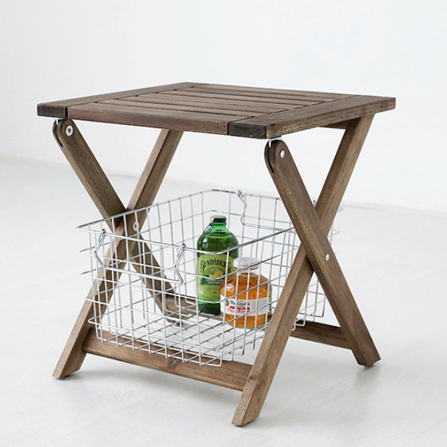 TANG 아카시아 원목접이식스툴/협탁 브라운 8384.6014