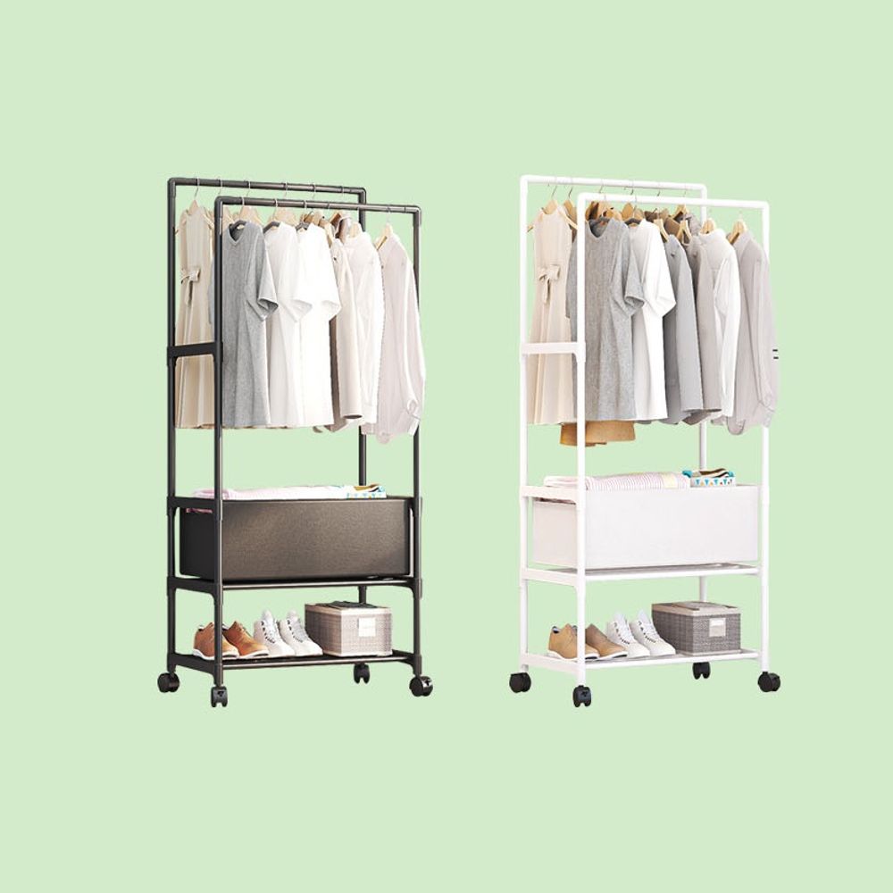 2단 바구니 행거 원룸 옷걸이 정리함 스탠드 스텐 튼튼