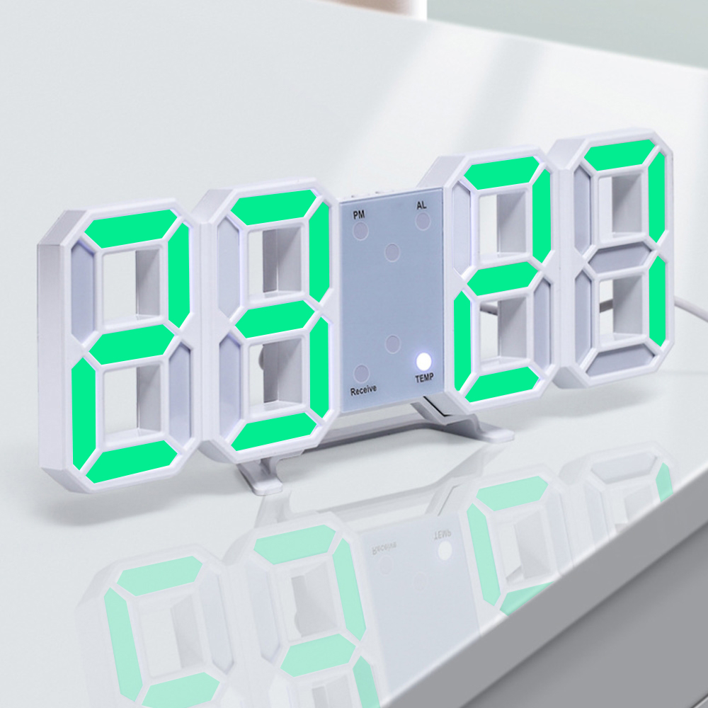 스마트 LED 리모컨 디지털 벽시계( 화이트+ 그린) 탁상용 DT 1345927 벽걸이 - 상품 이미지