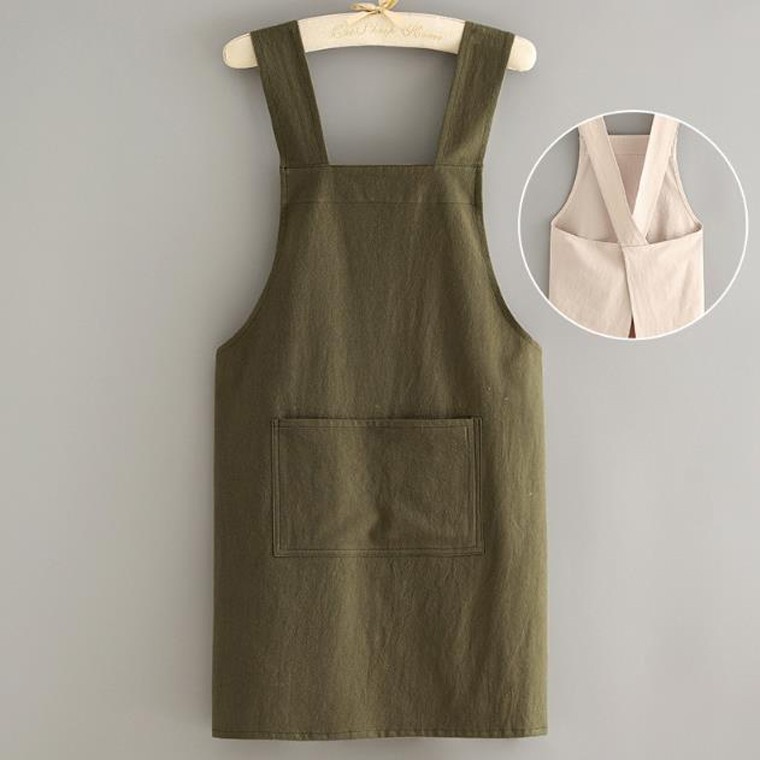 공방 미술 카페 유치원 주방 작업용 크로스 면 앞치마 바리스타 어린이집 예쁜 원피스형