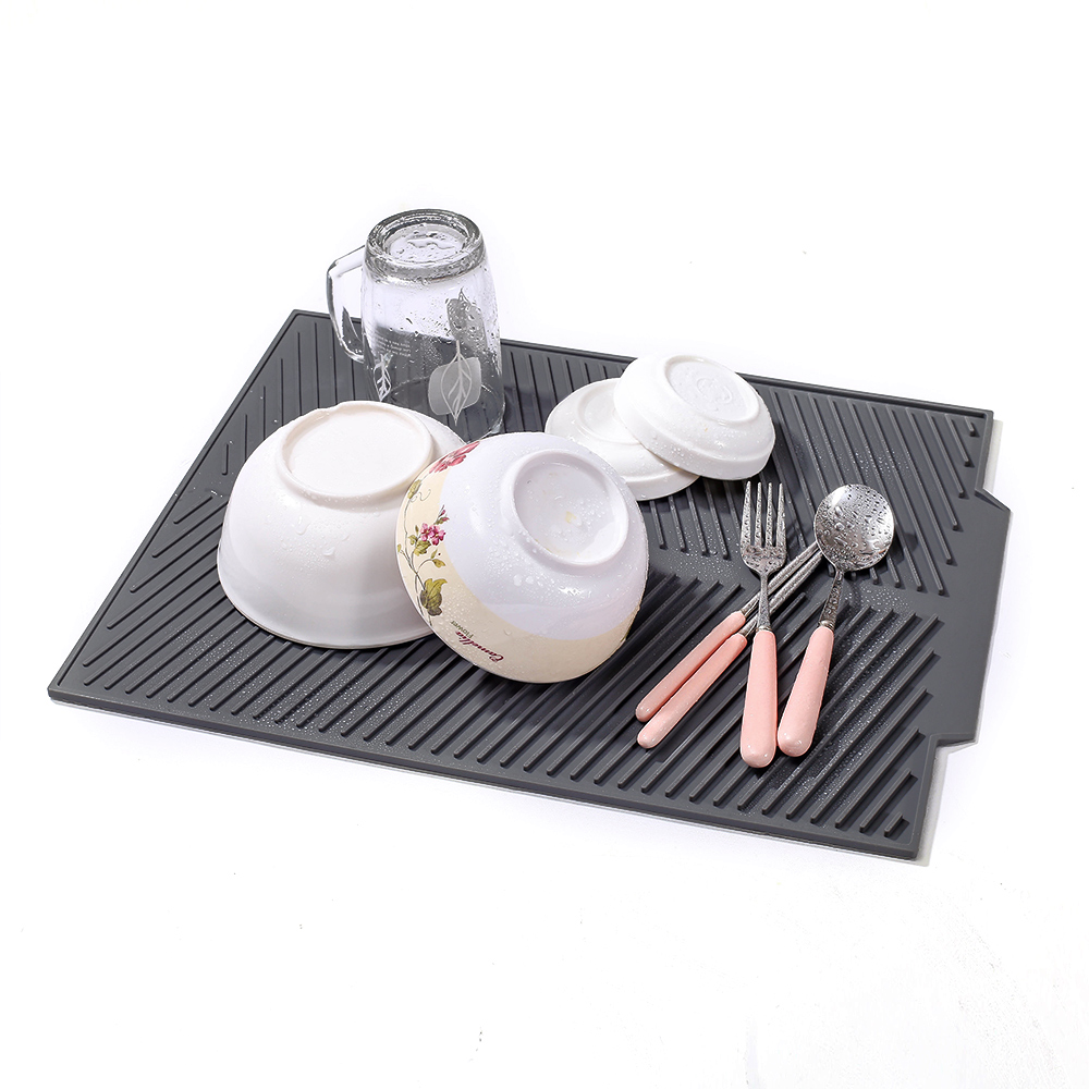 라인 실리콘 식탁 드라잉 매트( 43x 33 cm) (그레이) 주방 식기 건조 건조대