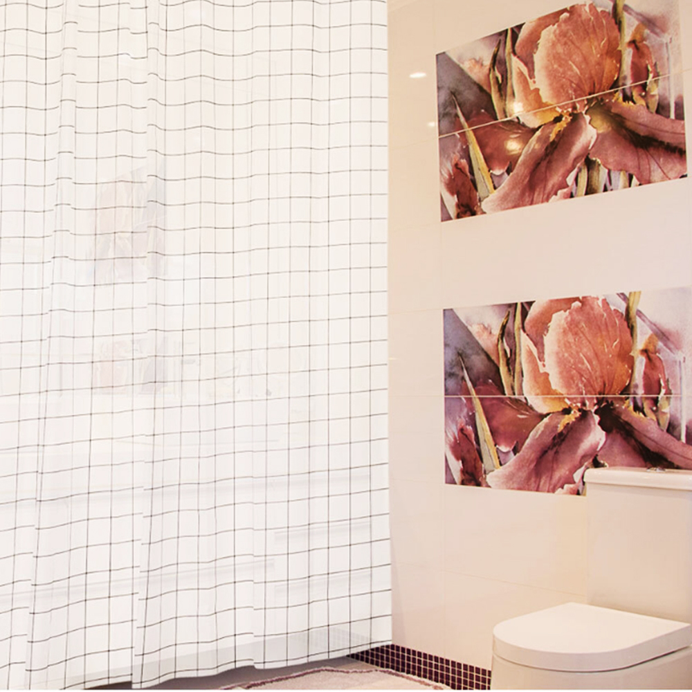 반투명 샤워 커튼 화이트 욕실 방수 디자인 커텐 중형 욕조 가림막 고리 목욕