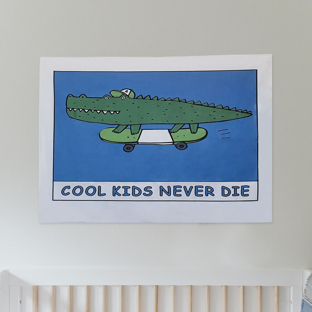 SFr 대형 패브릭 포스터 아기 악어 M 벽장식 인테리어 그림 가림천 테피스 트리 액자