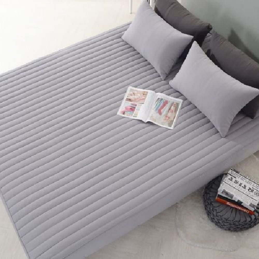 더크린 누빔 매트리스 커버 침대 싱글 그레이 이불 극세사 겨울이불 세트 구스