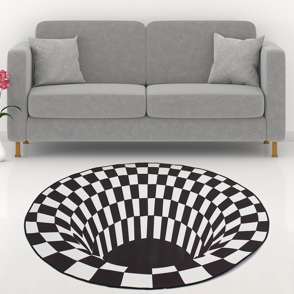 퍼니 트랩 3D 입체 착시 매트 거실 러그 (100 cm) 카페트 입체카 효과 함정