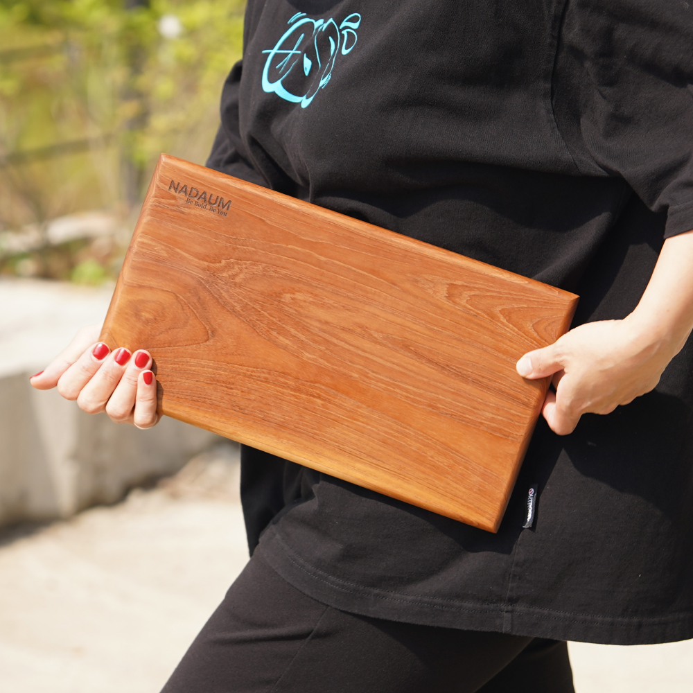나다움 티크 우드 나무 도마 업소용 원목 이유식 빵 35x20cm, 사각 소