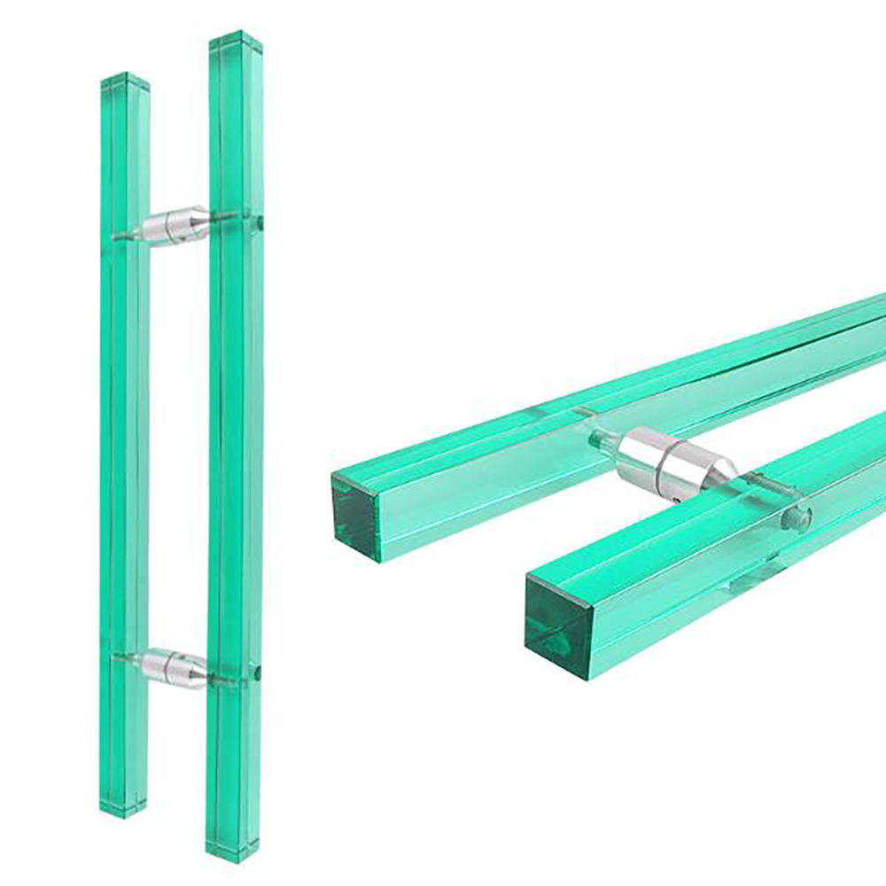 VCB 강화도어 손잡이 아크릴 사각 그린 340P 가구 인테리어 문손잡이 고정 그립핸들