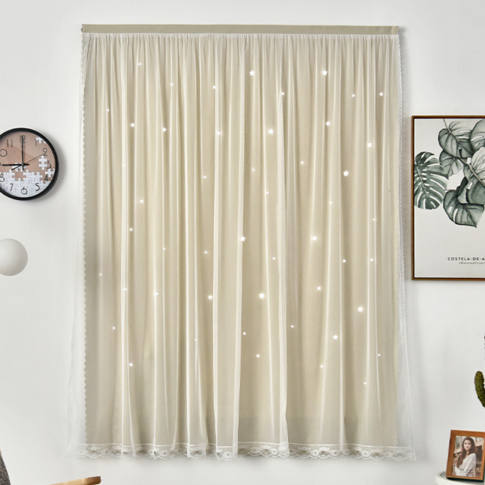 붙이는 커튼 스타 펀칭 찍찍이 암막 베이지 창문형 원룸 셀프