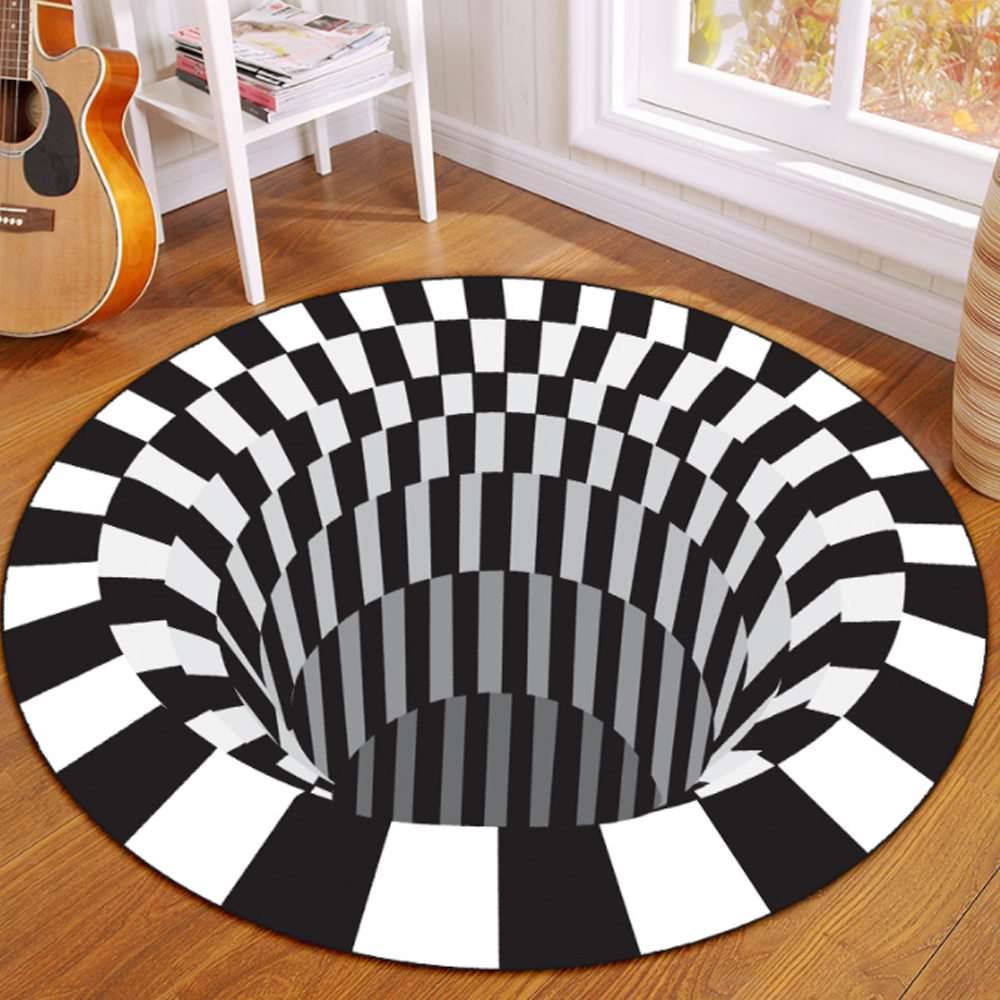 싱크홀 3D 입체 착시 매트 러그 카페트 (100 cm) 입체카 효과 함정