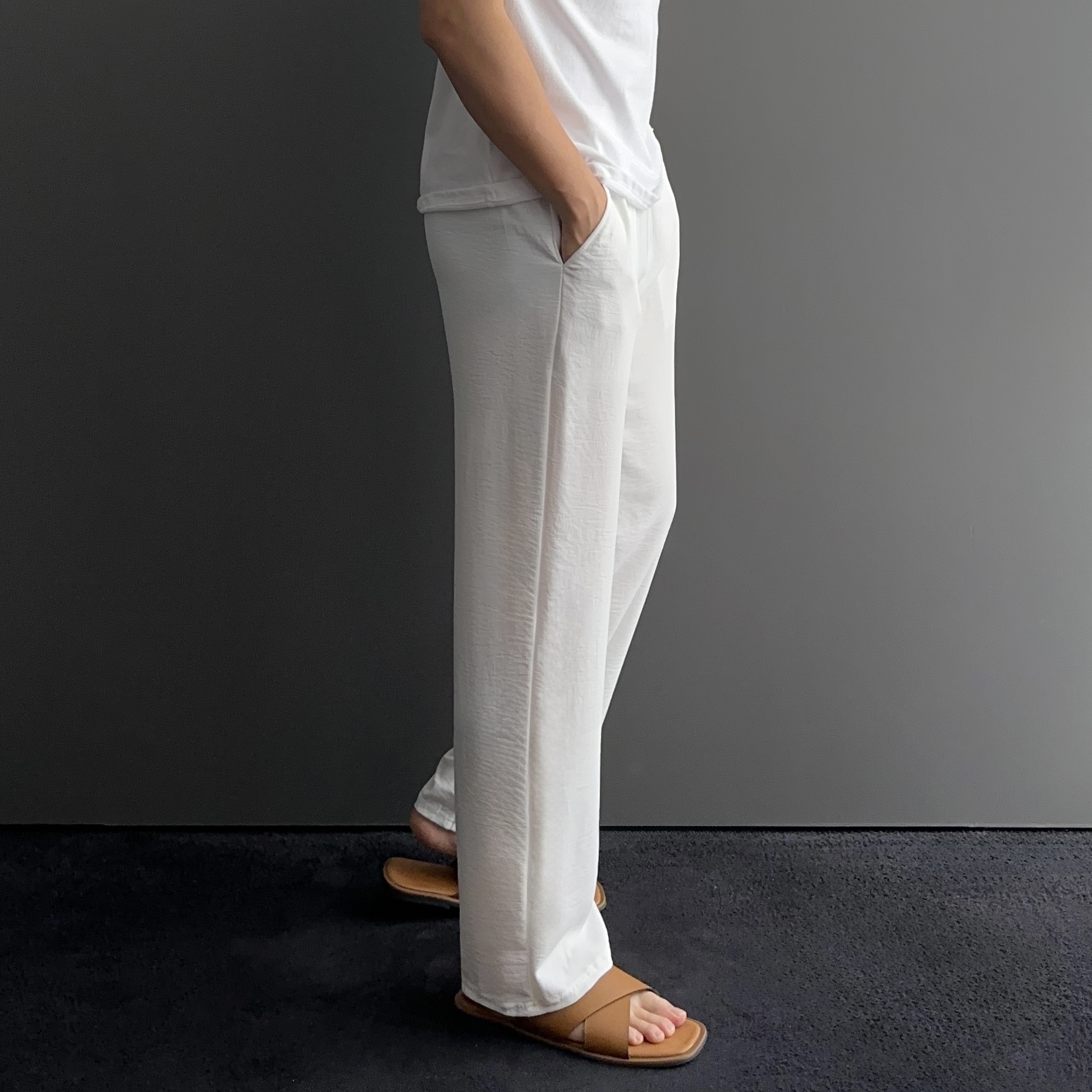1+1 남성린넨바지 남자린넨슬랙스 마바지 - 상세 이미지 5