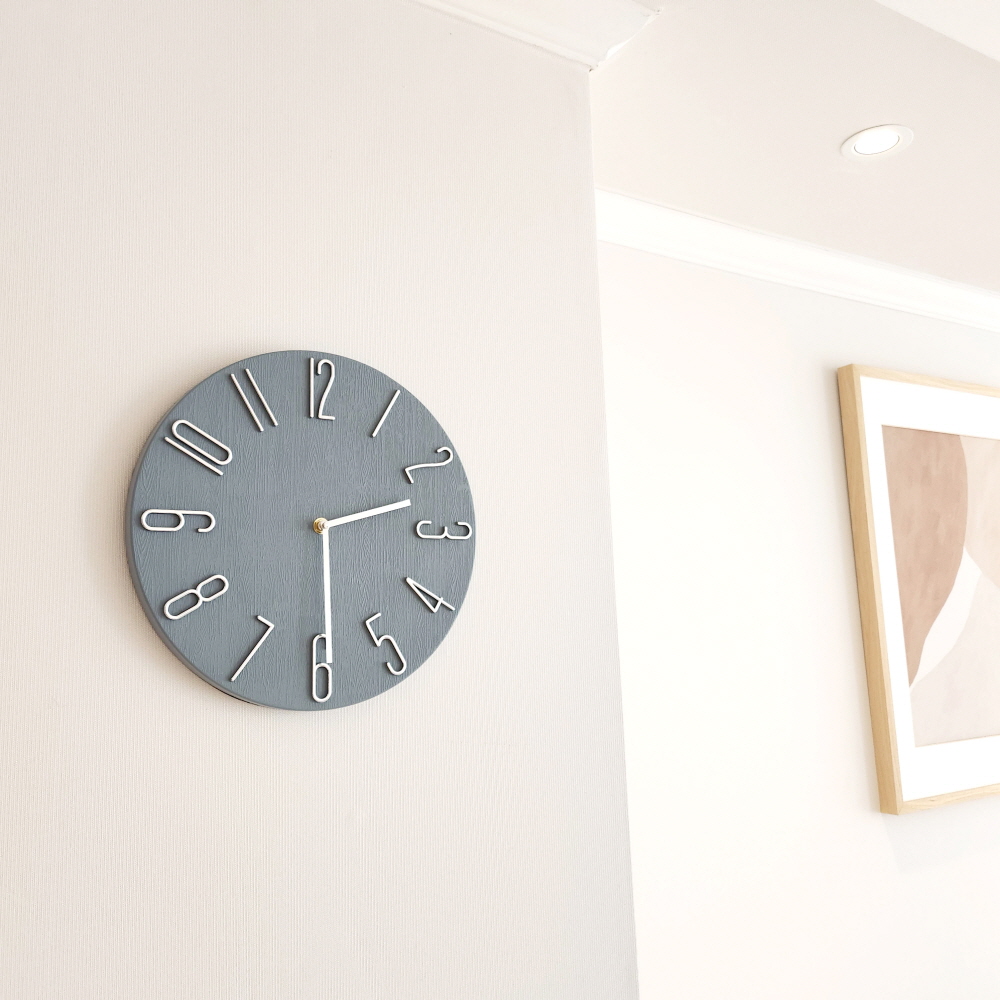 프렌치 모던 심플 무소음 벽시계 인디고블루 30 cm 감성 사무실 병원 카페 거실 판촉 - 상품 이미지