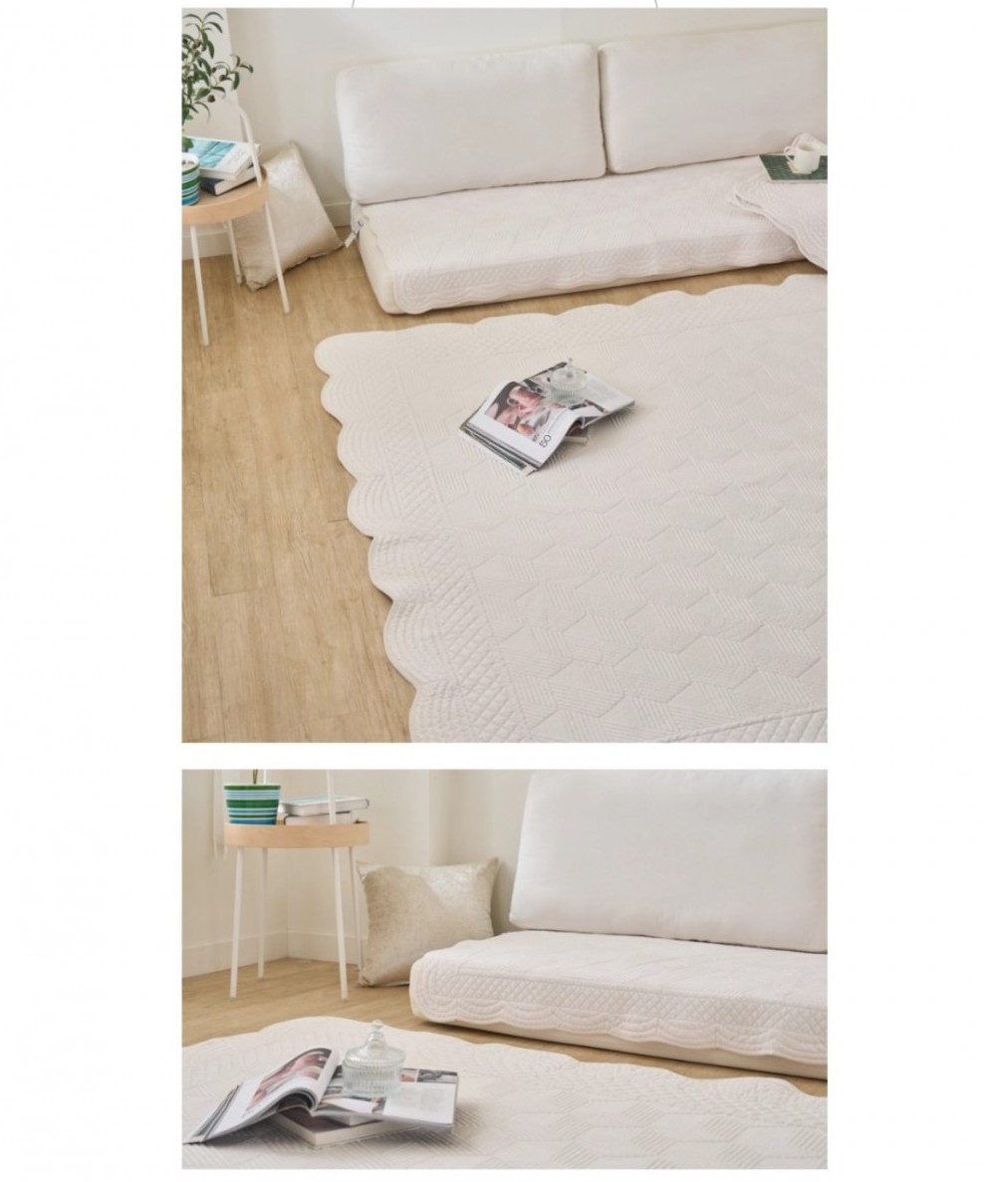 하모니 극세사 목화솜 3단 소파 패드 70 x 180 화이트 쇼파 러그 카페트